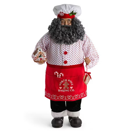 North Pole Trading Co. 36in Baker African American Christmas Santa Figurine, One Size, Red | JCPenney