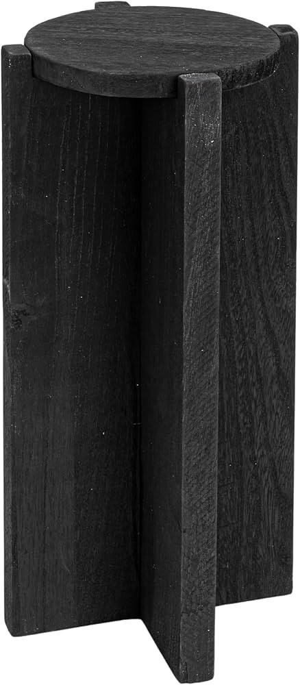 Creative Co-Op Paulownia Wood Round Accent Table, Small, Black | Amazon (US)