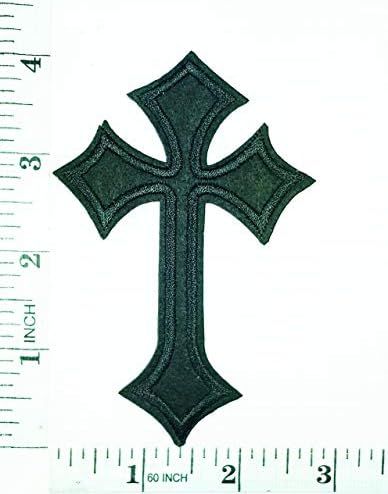 Black Christian Cross Embroidered Patch Crucifix Religious Biker Patches Appliques Fabric Decorat... | Amazon (UK)