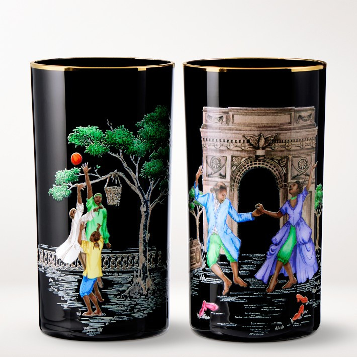 Williams Sonoma x Sheila Bridges Harlem Toile Highball Glasses, Set of 2 | Williams-Sonoma