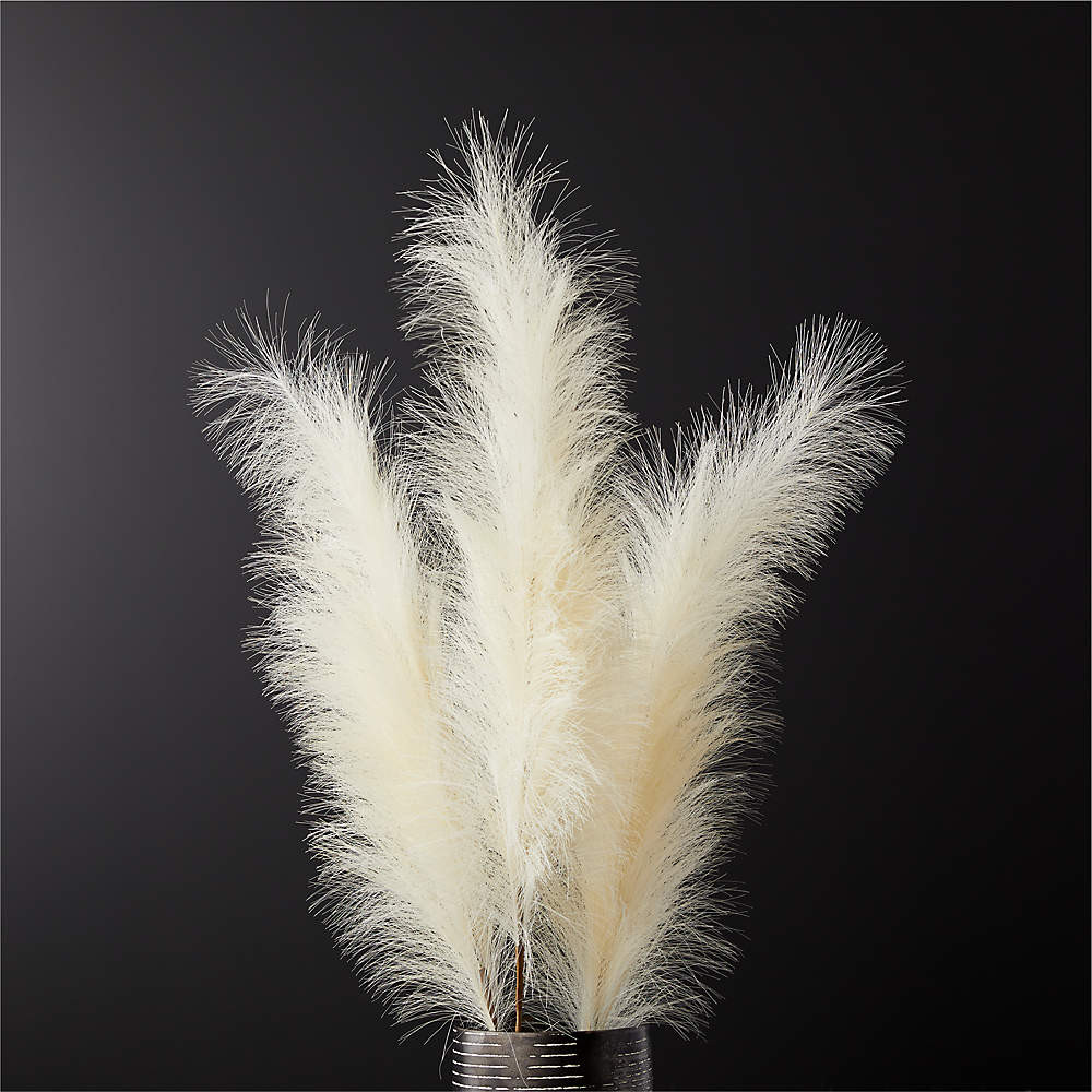 FAUX PAMPAS GRASS IVORY STEM 39" SET OF 3 | CB2