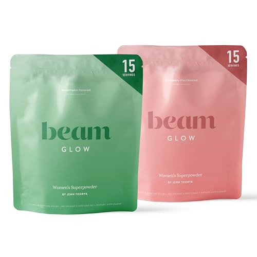 BEAM Glow, Hormone Balance for Women, Thyroid Support for Women, Natural Hormone Support Powder with Selenium and Bromelain, PMS Relief, Energy, Hair Skin & Nails, Vegan, No Sugar, 15 Servings | Amazon (US)