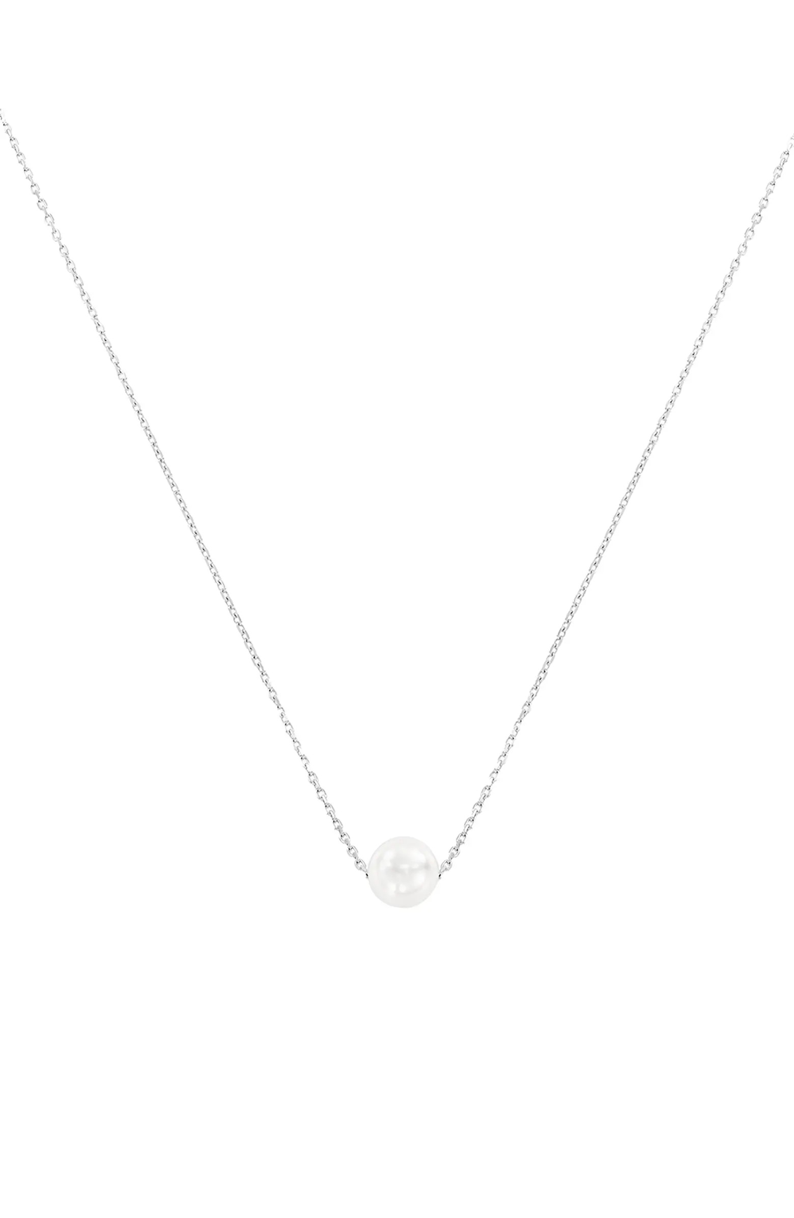Bearfruit Jewelry Sterling Silver 18k Gold Plated Abby Single Pearl Necklace Dainty Classic | Nor... | Nordstrom