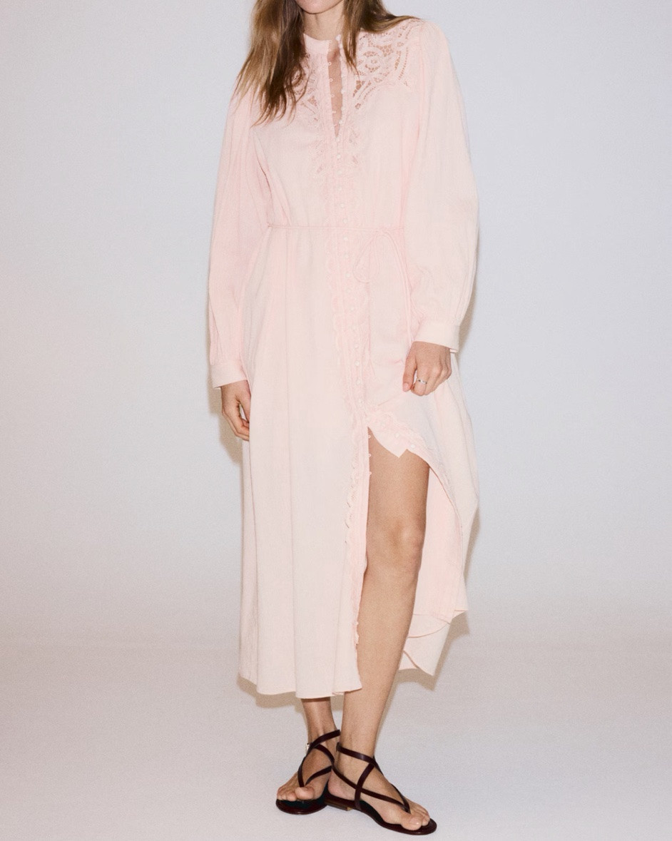 Blush pink lace detail maxi shirt dress

#LTKSeasonal