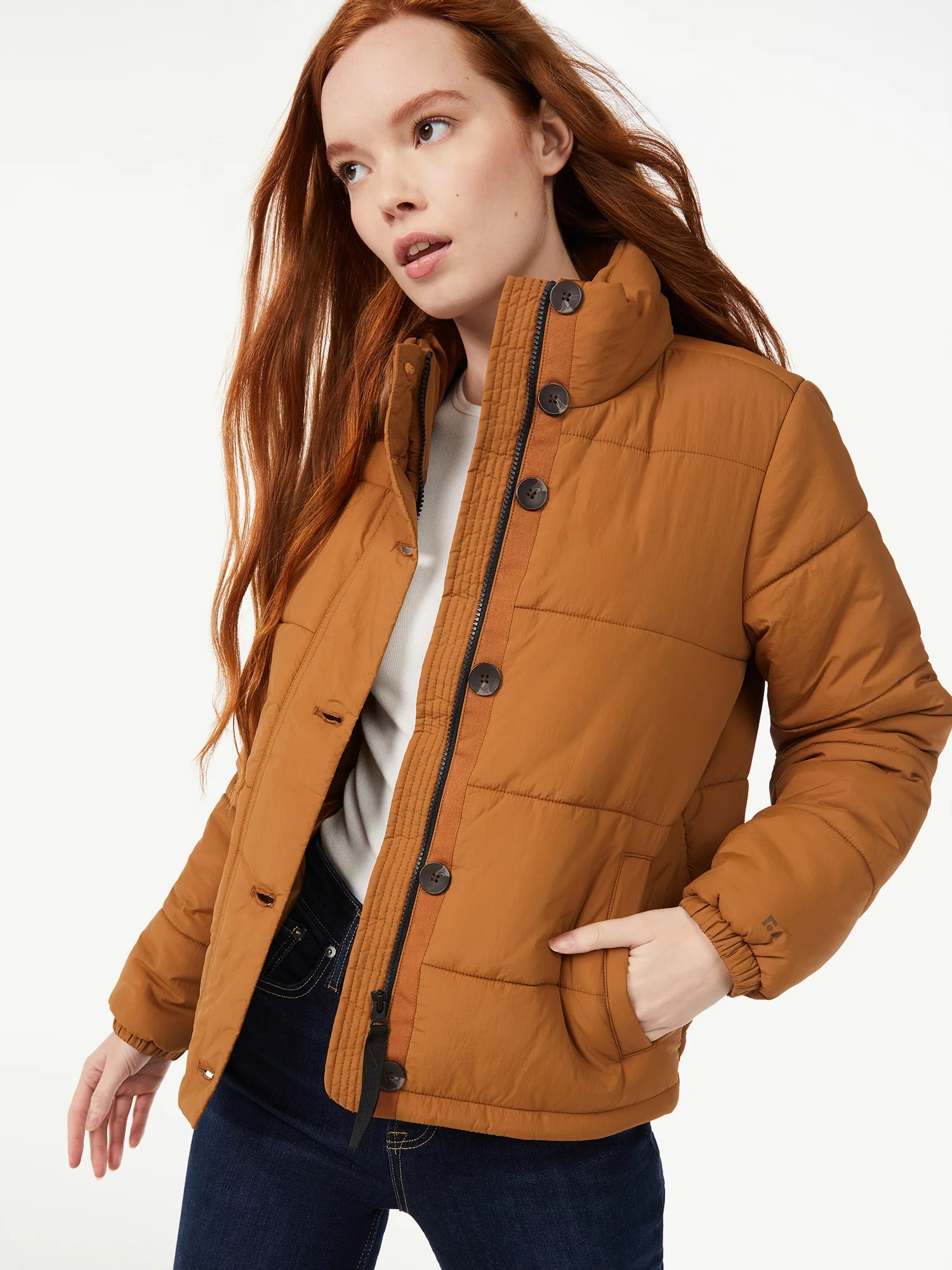 Free Assembly Women's Quilted Puffer Jacket - Walmart.com | Walmart (US)