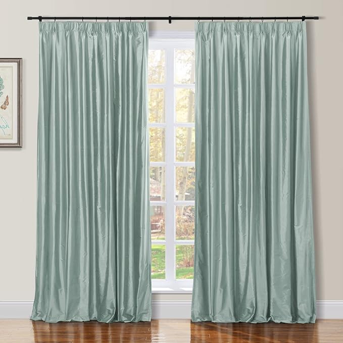 TWOPAGES Aqua Dupioni Silk Curtain Pinch Pleated Drape 96 Inches Long for Bedroom Privacy Curtain... | Amazon (US)