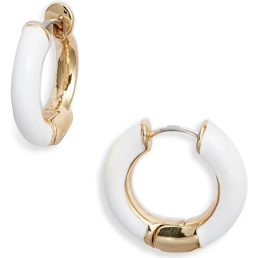 Nordstrom Enamel Hoop Earrings in White- Gold at Nordstrom | Nordstrom