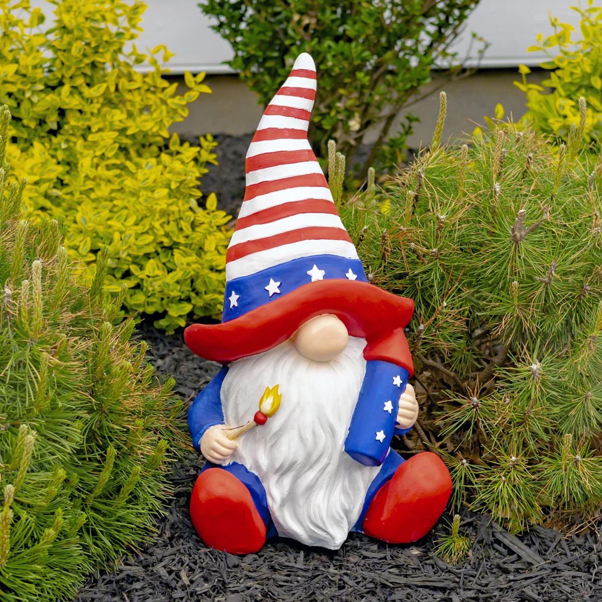 Magnesium Garden Gnome Holding Firework Rocket "The Americanos" | Wayfair North America