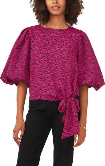 Vince Camuto Bubble Sleeve Tie Front Top | Nordstrom | Nordstrom