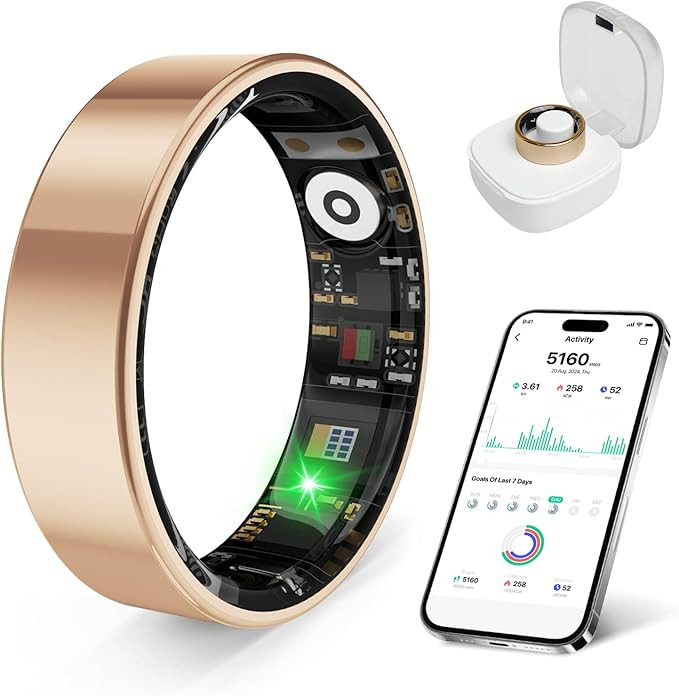 Smart Health Ring, Featuring Stress and Sleep Monitoring Functions, Compatible with iOS and Andro... | Amazon (US)