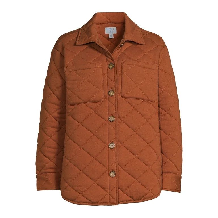 Time and Tru Women's Quilted Jersey Shacket, Sizes XS -XXXL | Walmart (US)