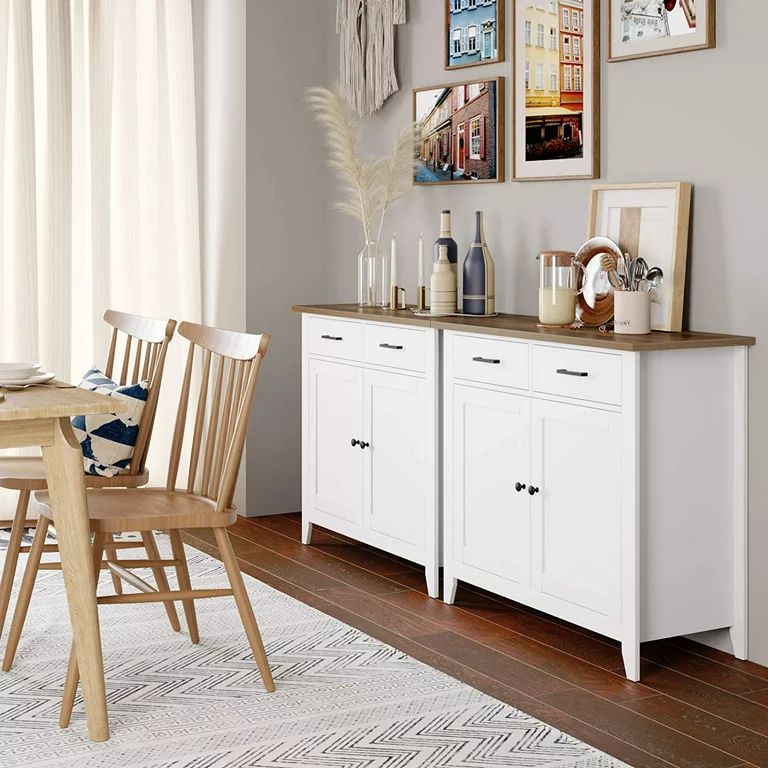 Homfa Entryway Storage Cabinet, Sideboard with 2 Drawers for Kitchen Living Room, White | Walmart (US)
