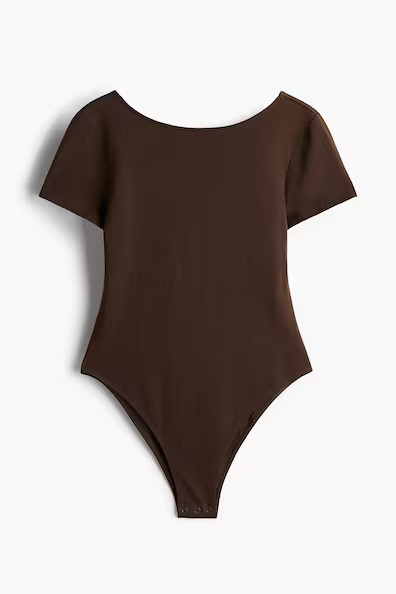 H & M - Scoop-Back Bodysuit - Brown | H&M (US + CA)