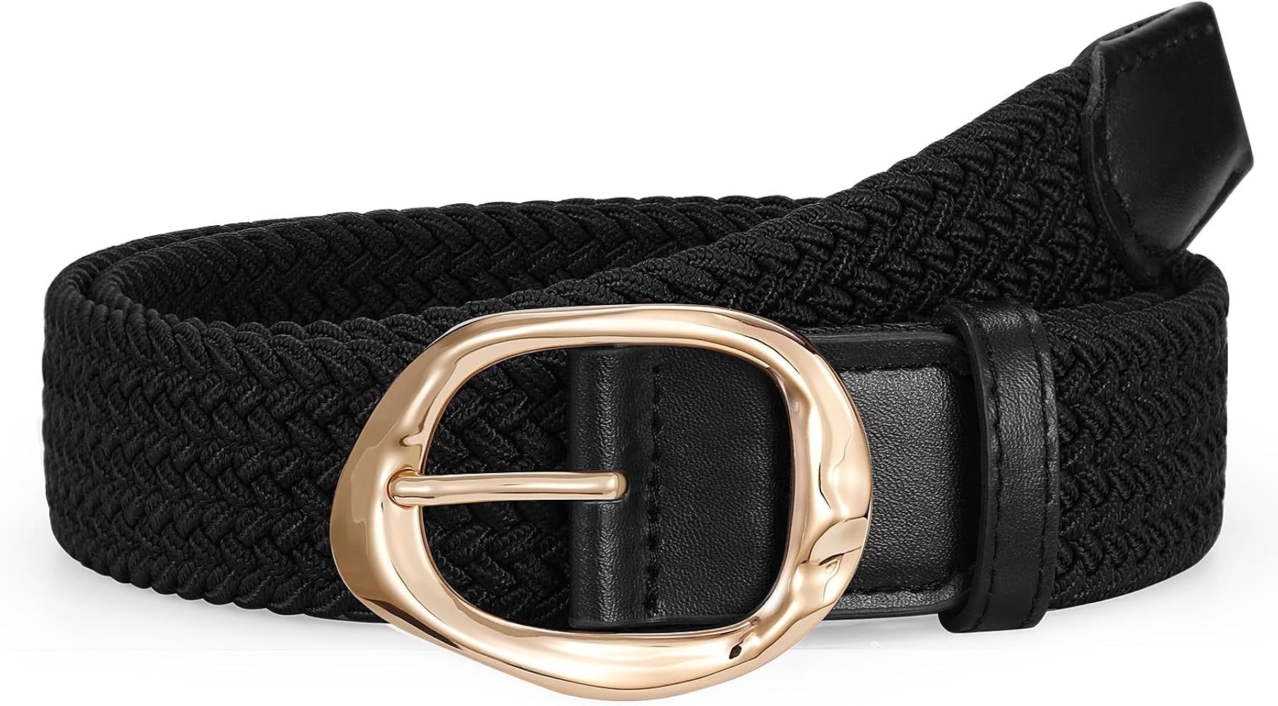 JASGOOD Braided Elastic Belt for Women Stretchy Woven Golf Belt Casual Web Belt for Jeans Pants | Amazon (US)