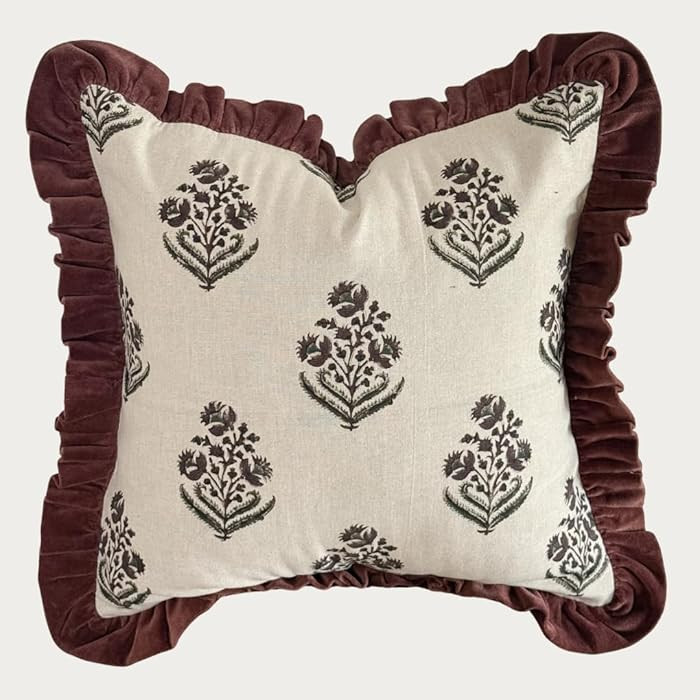 Palm & Loom 100% Cotton Linen Cushion Cover - Aira Decorative Throw Pillow Case with Dark Green &... | Amazon (US)