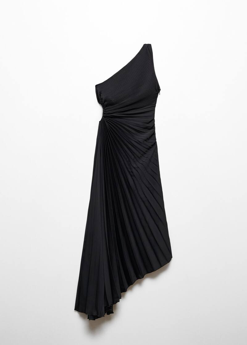 Asymmetrical pleated dress -  Women | Mango United Kingdom | MANGO (UK)