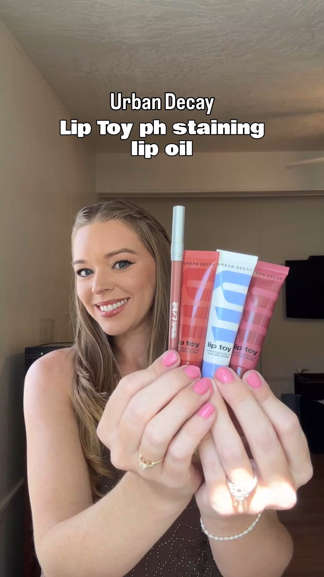Toying with my new Urban Decay Lip Toy 👄 

The Lip Toy pH staining lip oils have hyaluronic acid and vitamin E to keep your lips moisturized. The pH stain is non drying and long lasting! 💕

All of these high shine glosses smell amazing. My favorite so far is the peach gummy rings! 🍑🧁🫐🍓🍿🍇☕️🥭

#LTKgrwm #LTKBeauty #LTKselfcare