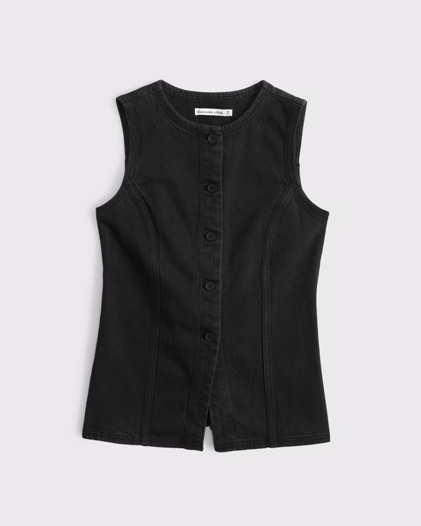 Women's Tie-Back Denim Vest | Women's Tops | Abercrombie.com | Abercrombie & Fitch (US)