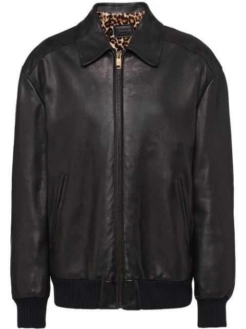 Prada Leather Bomber Jacket - Farfetch | Farfetch Global