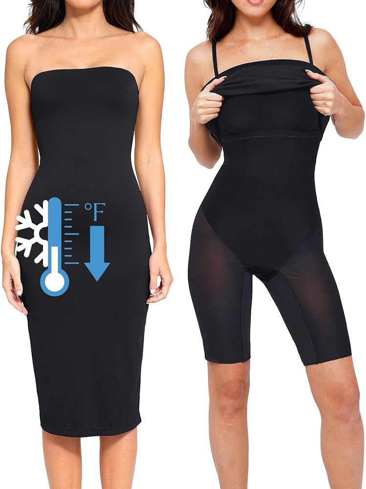 Popilush The Shapewear Dress Bodycon Maxi Tube Dress Spaghetti Strap Dress Summer Cooling BlueTag... | Amazon (US)