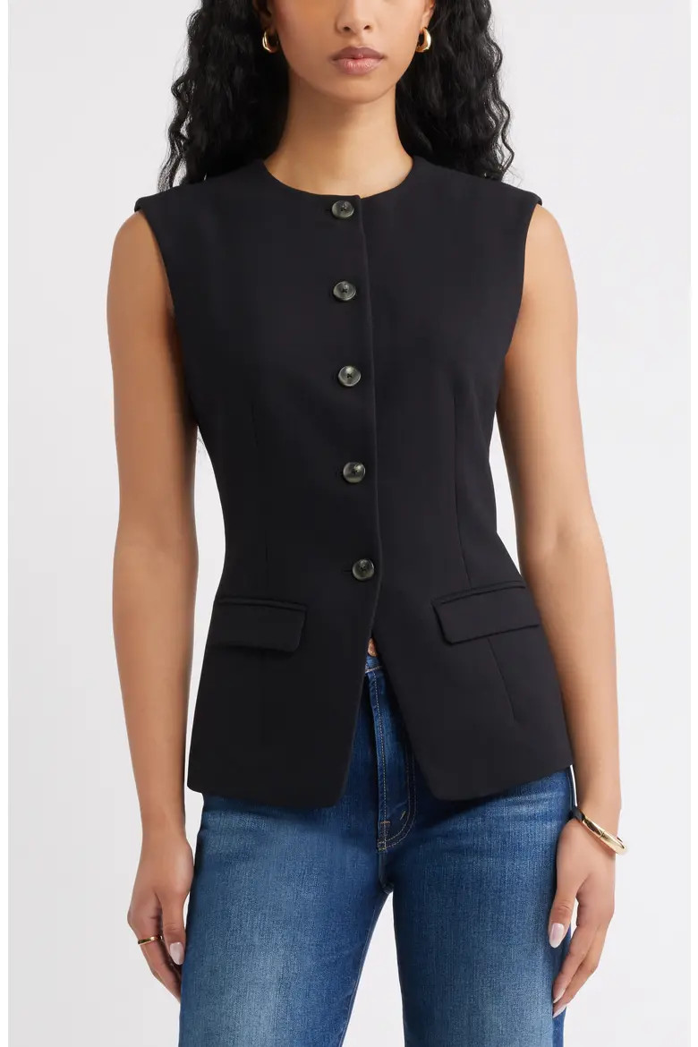 Open Edit The Icon Crewneck Vest in Tan Portabella at Nordstrom, Size X-Small | Nordstrom