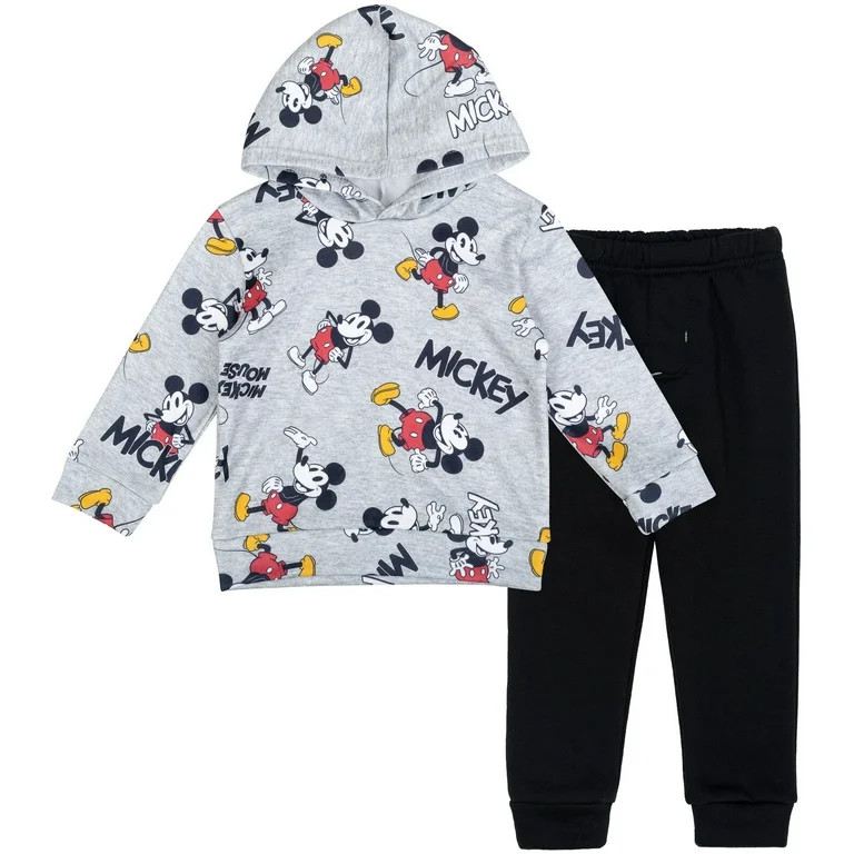 Disney Mickey Mouse Toddler Boys Fleece Pullover Hoodie and Pants Outfit Set Infant to Little Kid | Walmart (US)