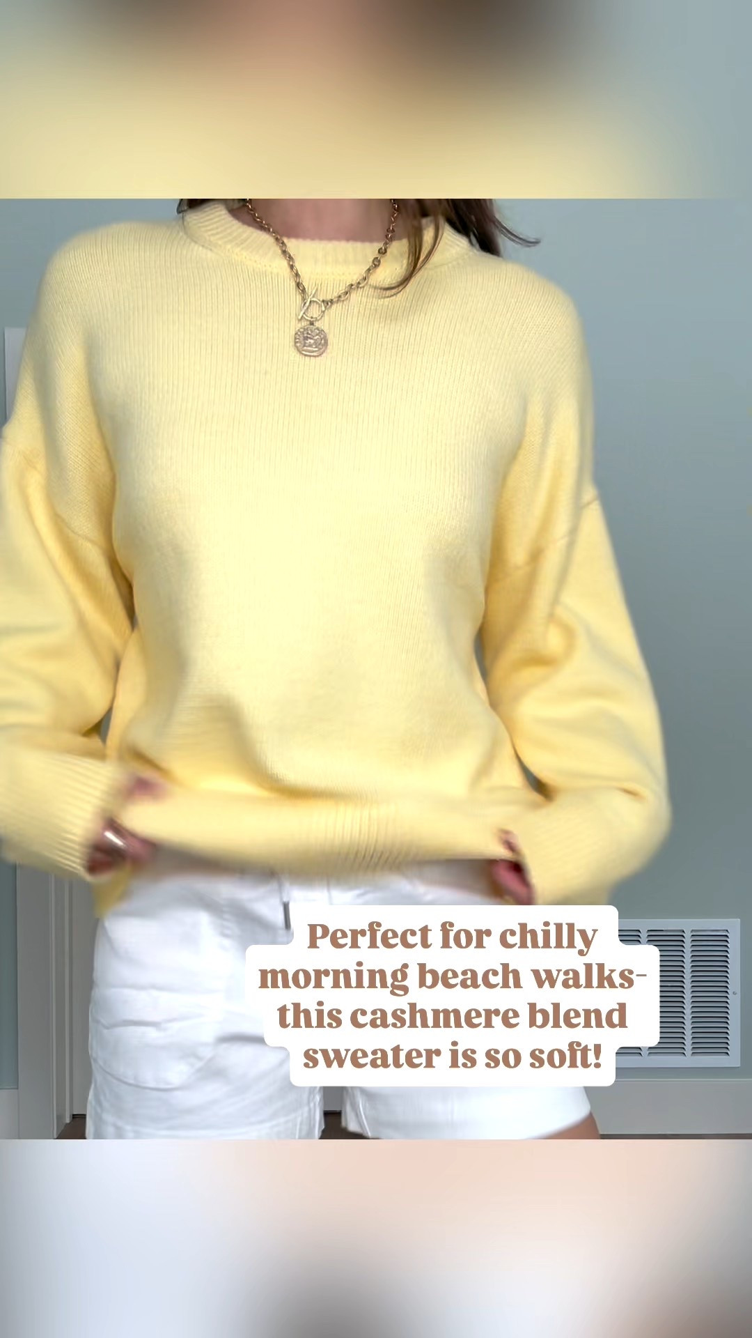 This butter yellow sweater that can be worn in the winter or spring time. It’s a cashmere blend and super soft! 

Sweater winter to spring butter yellow trendy sweater white shorts casual everyday spring break outfit inspo tall girl approved Stang and co 

#LTKTall #LTKSeasonal #LTKootd