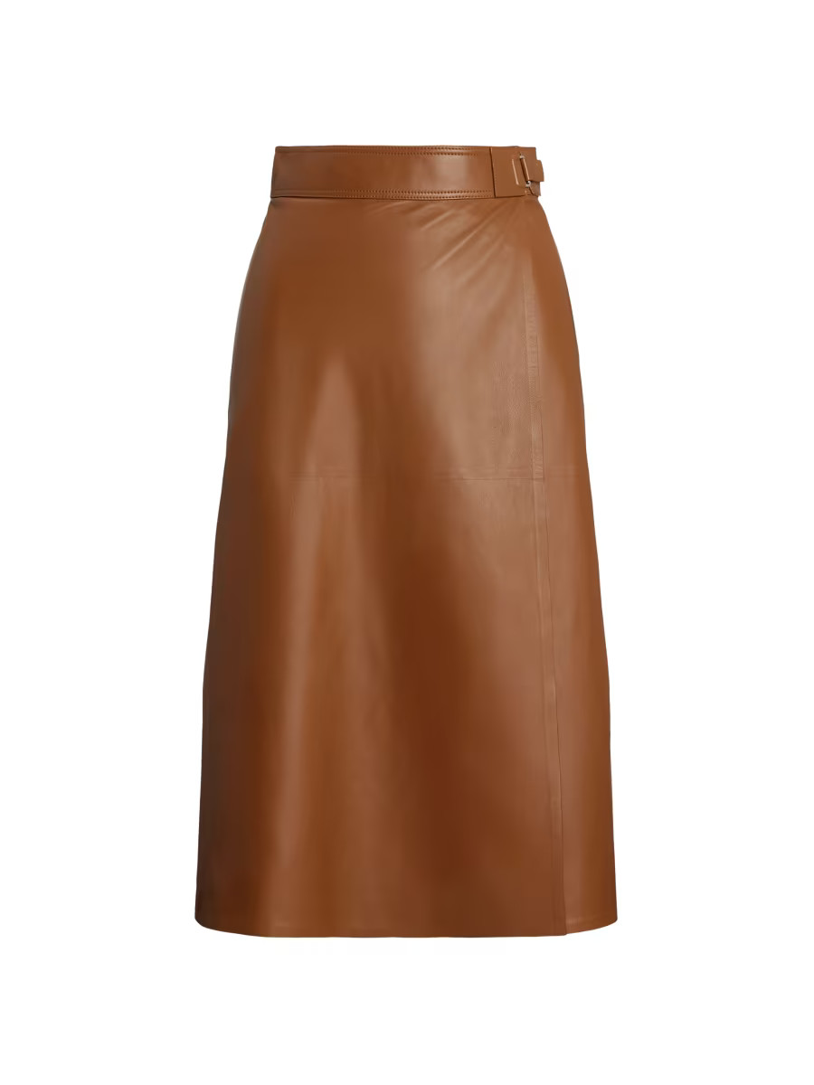 Jackeline Wrap Leather Knee-Length Skirt | Saks Fifth Avenue