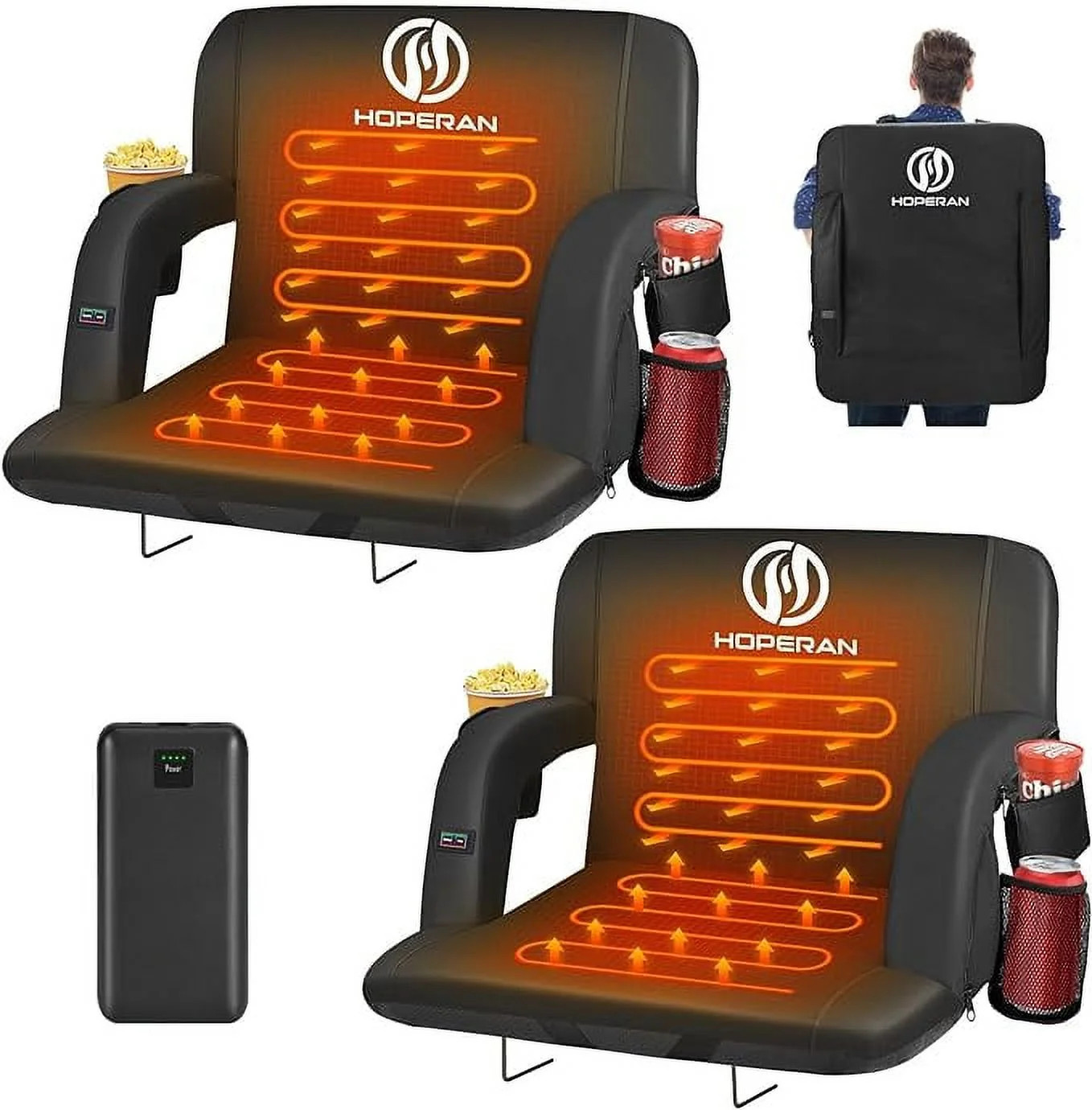 Seeutek 21inch 2Pcs Dual-Sided Heated Stadium Seats for Bleachers Portable Stadium Chair - Walmar... | Walmart (US)