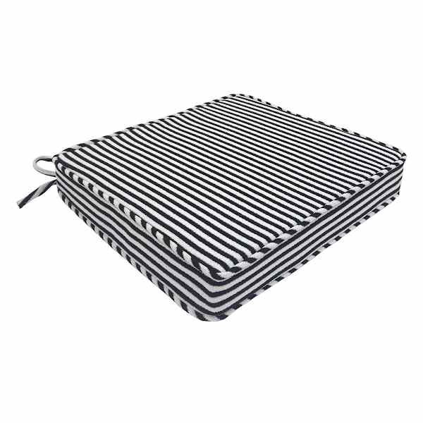Black & White Terry Cloth Luxe Outdoor Square Seat Cushion | At Home