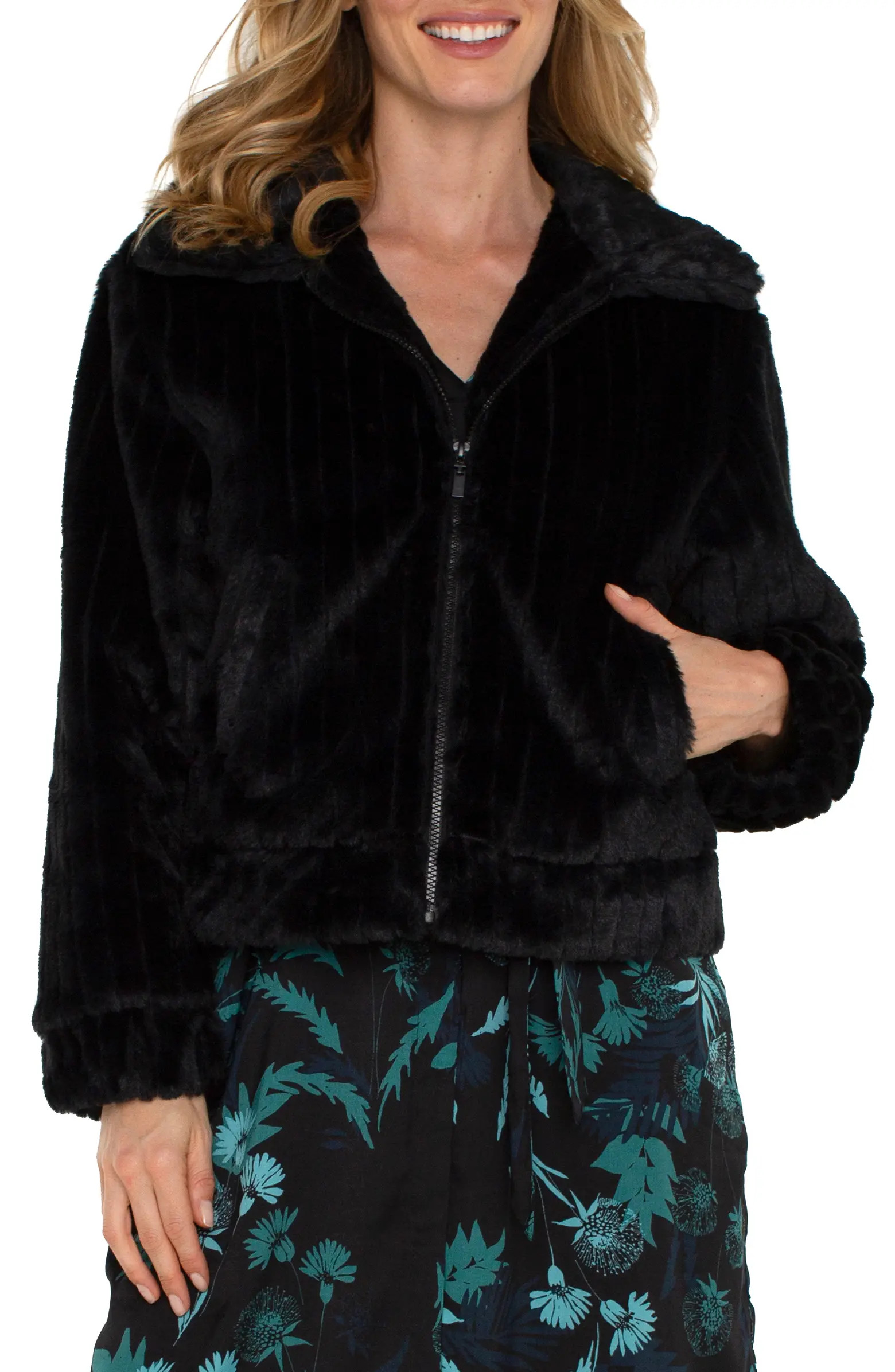 Liverpool Faux Fur Crop Jacket | Nordstrom | Nordstrom