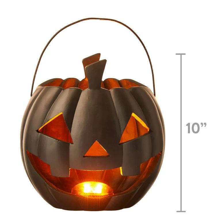 Way To Celebrate Halloween 10-Inch Battery Operated LED Pumpkin Lantern with Timer | Walmart (US)