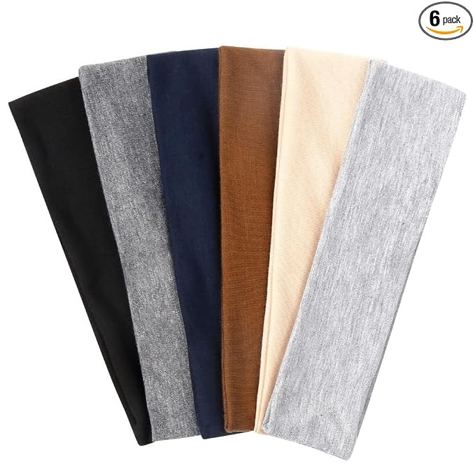 Headbands for Women Short Hair Non Slip Elastic Sweat Hairbands Soft Fabric Hair Bands Workout Yo... | Amazon (US)