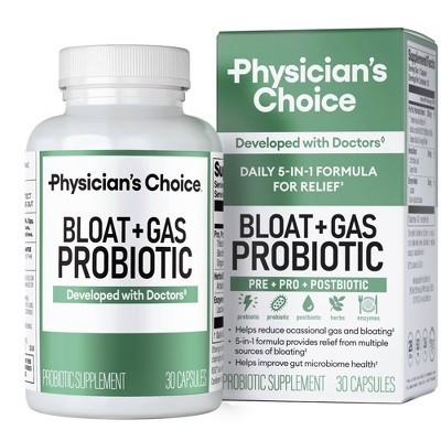Physician's Choice Bloat + Gas Probiotic Capsules - 30ct: 2 Billion CFUs, Probiotic and Prebiotic Blends | Target