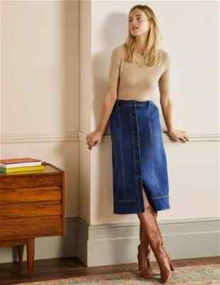 BODEN Topstitch Detail Midi Skirt DENIM SIZE UK 8L EXCELLENT CONDITION  S1  | eBay | eBay UK