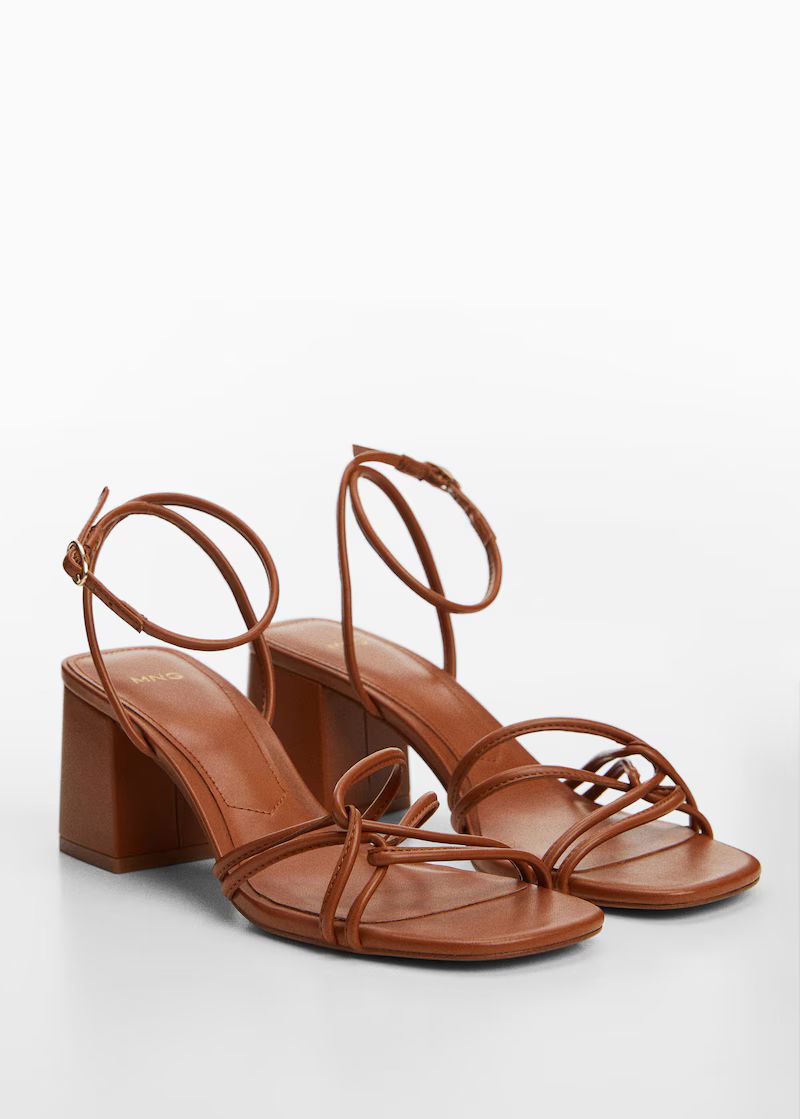 Metallic strappy heeled sandal -  Women | Mango United Kingdom | MANGO (UK)