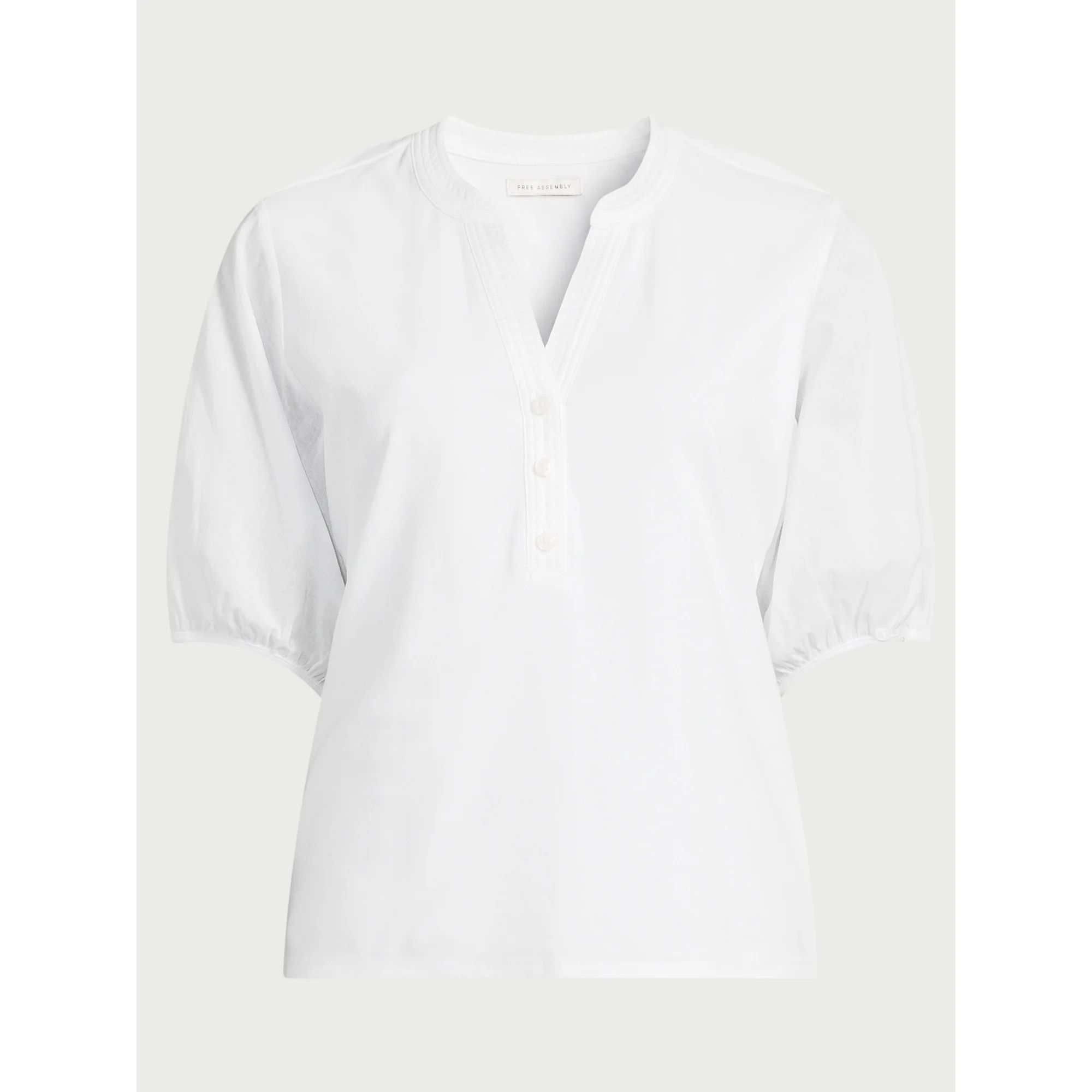 Free Assembly Women’s Henley Tee with Short Puff Sleeves, Sizes XS-XXL | Walmart (US)