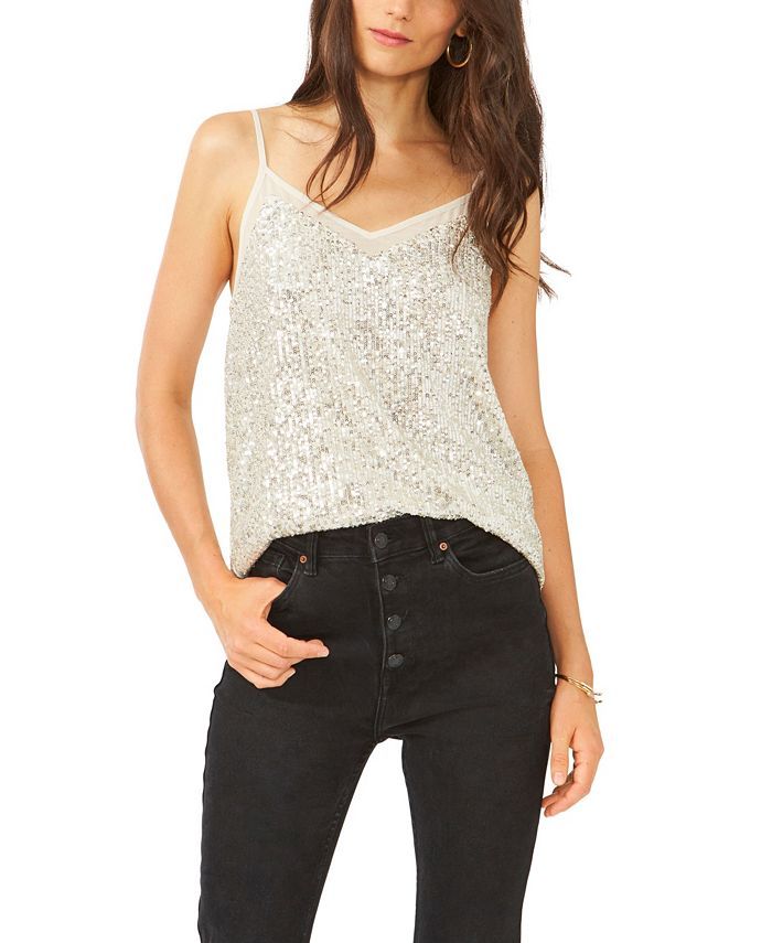 Sequins Sheer Inset Camisole Top | Macys (US)