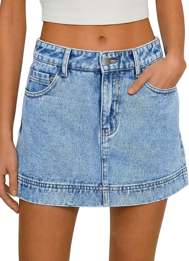 Womens Denim Skort High Waisted A-Line Jean Skirts Trendy Casual Shorts | Summer, Mini Shorts, wi... | Amazon (US)