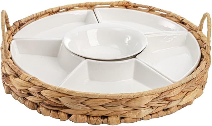 AVLA Ceramic Divided Serving Dishes, Porcelain Relish Tray, Party Appetizer Platter, 6 Removable ... | Amazon (US)