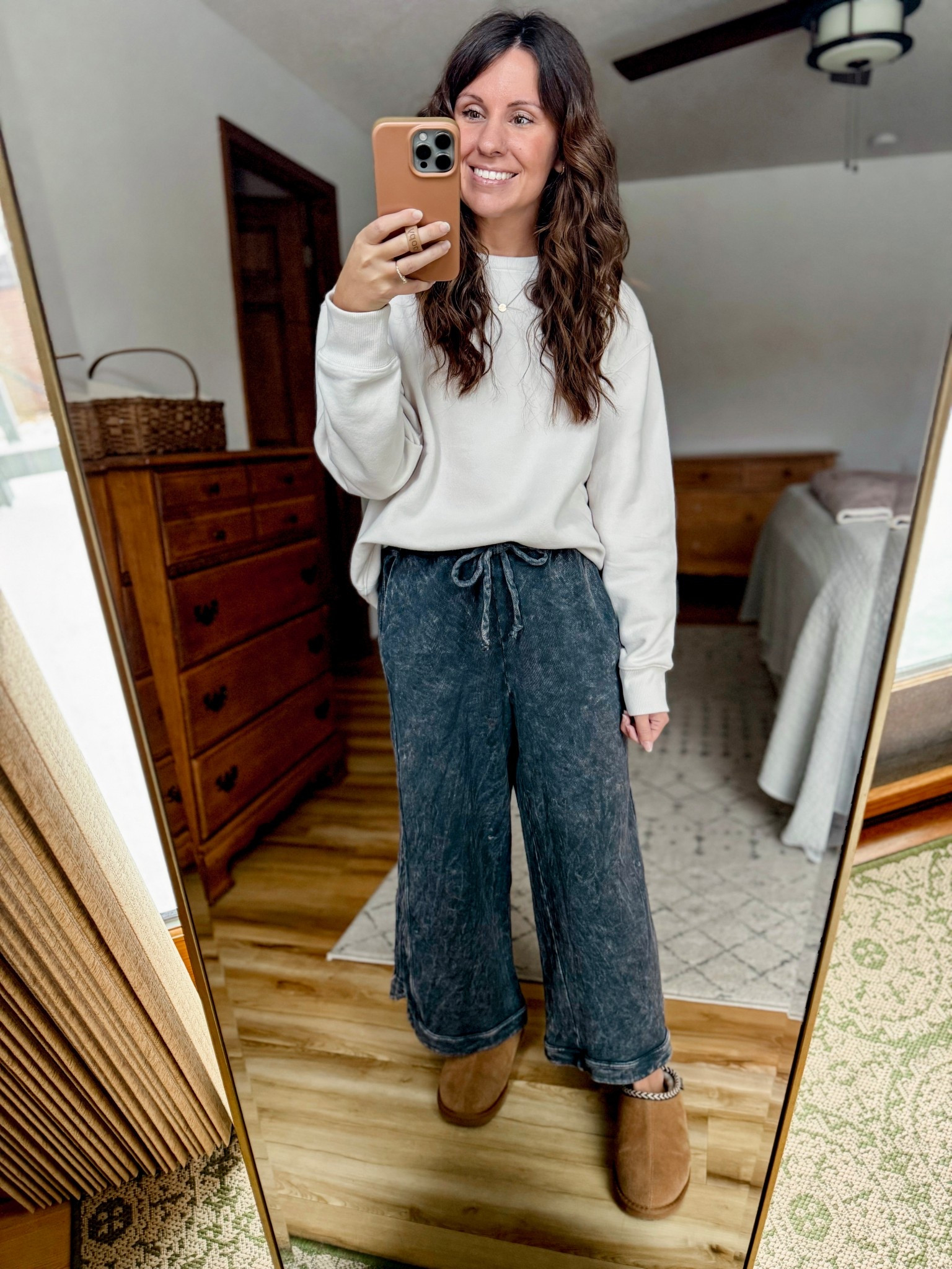 Wearing medium in my tee (sized up because it’s cropped), xs in my crewneck sweatshirt, xs petite in my pants and the kids’ size in my Bearpaws but also linked the adult sizes.

#LTKootd #LTKPetite #LTKFindsUnder100