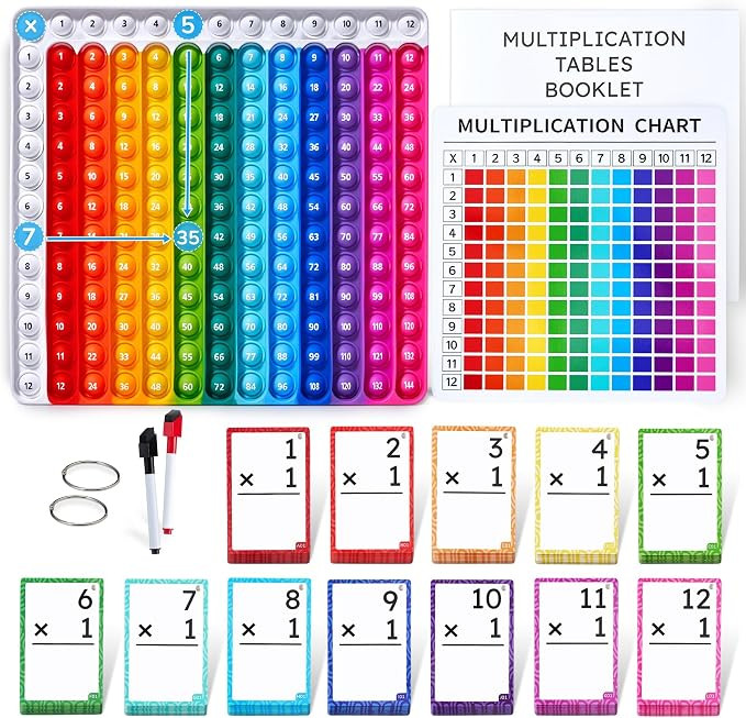 JoyCat Multiplication Flash Cards + Chart- 156 Hole Punched Math Game Flashcards for Kids Ages 8 ... | Amazon (US)
