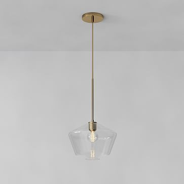 Sculptural Glass Geo Pendant - Large (Clear) | West Elm (US)