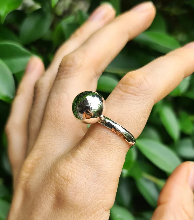 Ball Ring 925 Sterling Silver 925 Sphere Ring Stylish Minimalist Geometry Design Handmade - Etsy | Etsy (US)