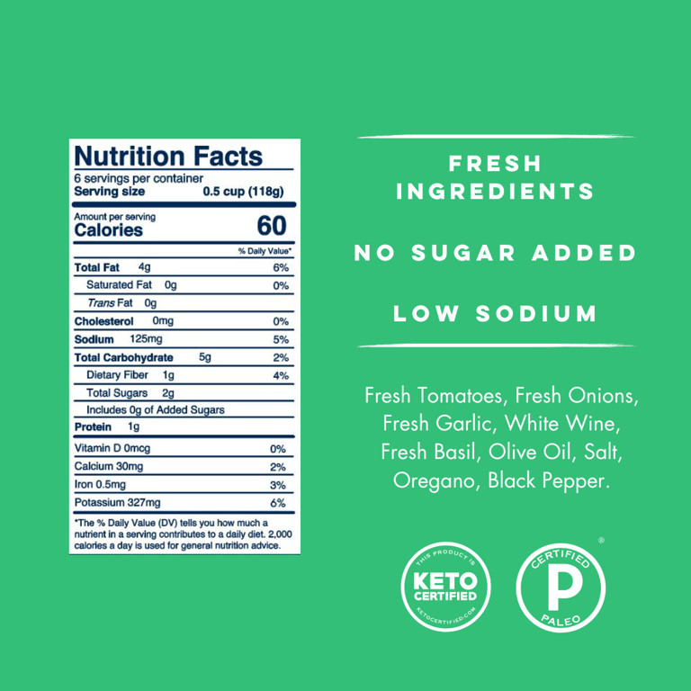 Yo Mama's Foods Gluten-Free, Keto, Tomato Basil Pasta Sauce, 25 oz Jar | Walmart (US)