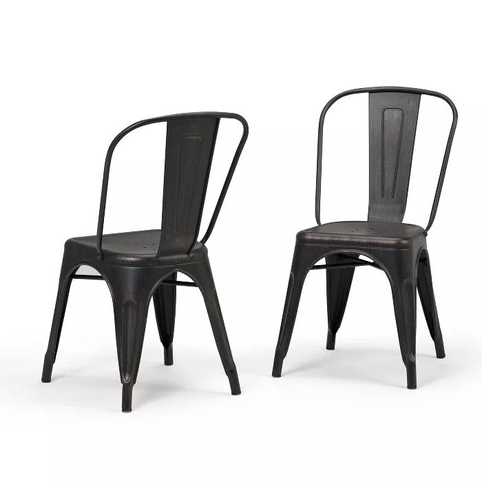 Set of 2 Freya Metal Dining Side Chair Distressed Black/Copper - WyndenHall | Target