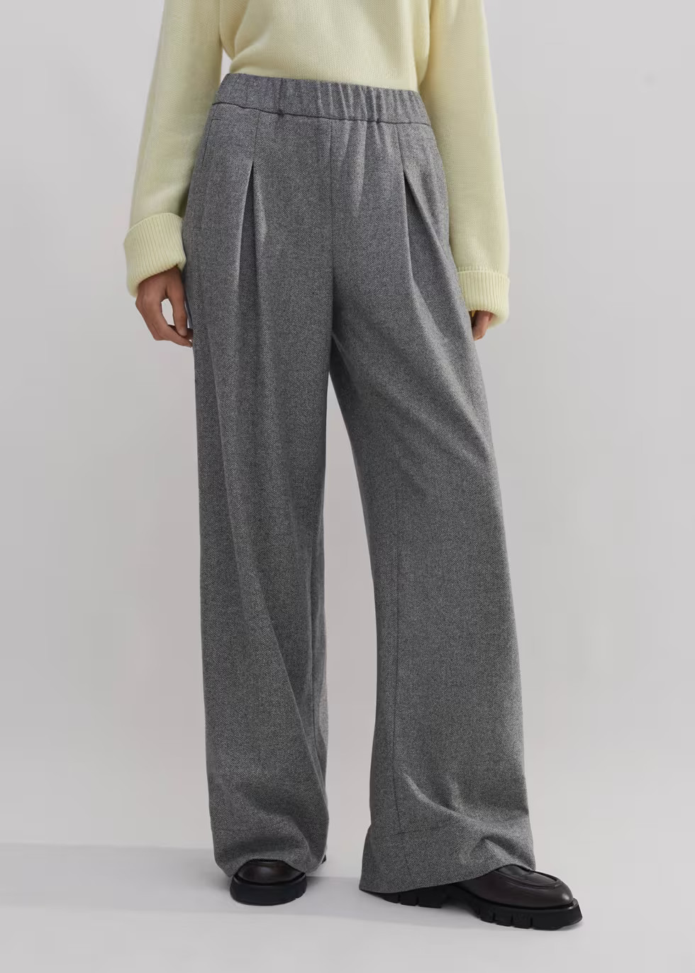 Wool-Blend Herringbone Wide-Leg Trouser | ME+EM Global (Excluding US)