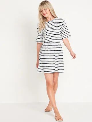 Waist-Defined Striped Mini Dress for Women | Old Navy (US)