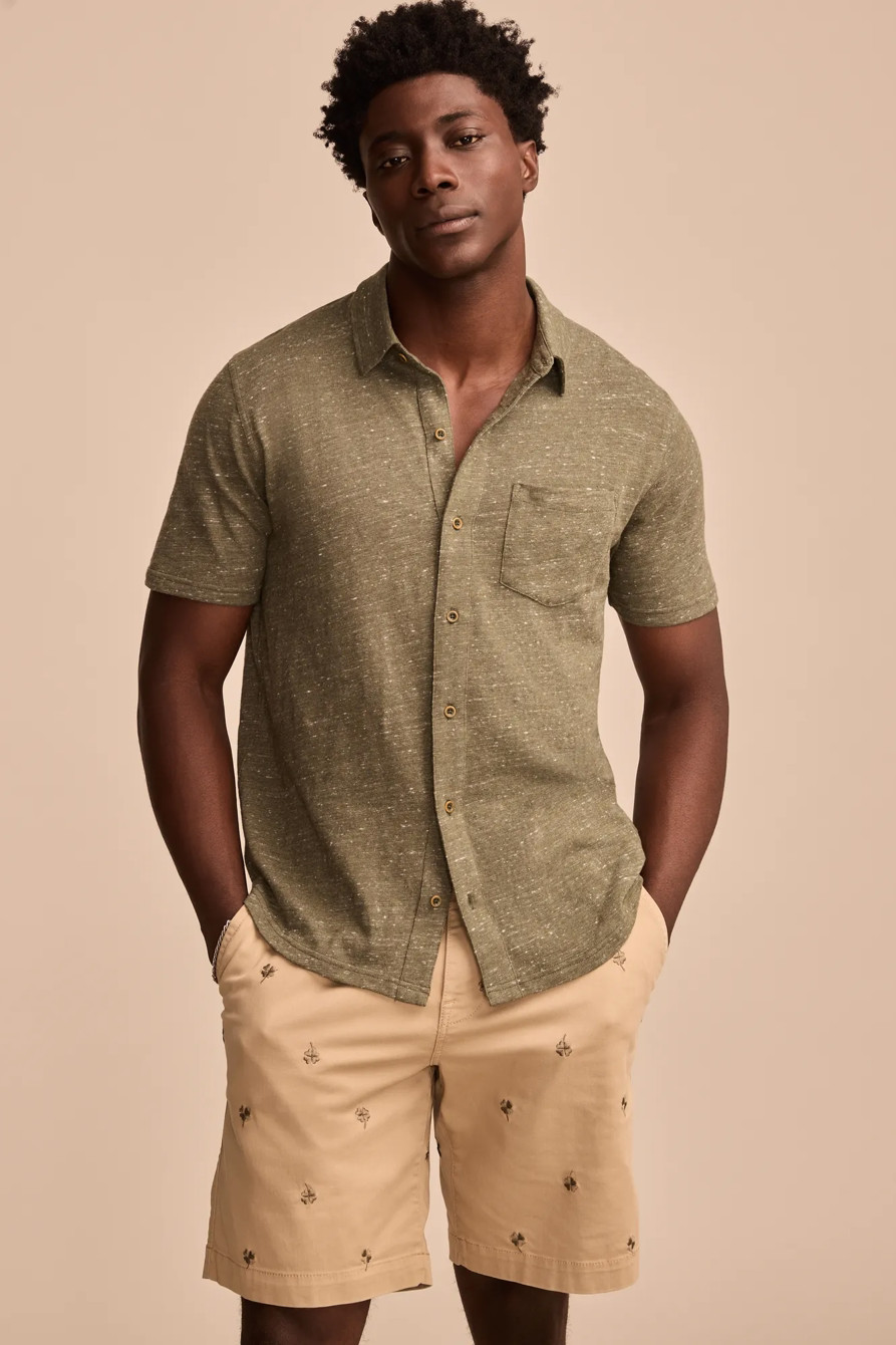 LINEN SHORT SLEEVE BUTTON UP SHIRT | Lucky Brand