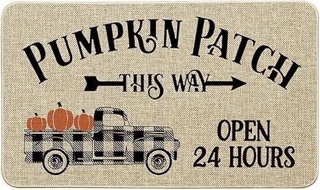 Artoid Mode Pumpkin Patch Watercolor Buffalo Plaid Truck Decorative Doormat, Seasonal Fall Harves... | Amazon (US)